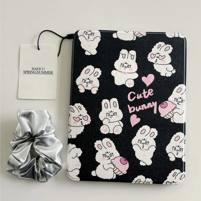 

Милый розовый чехол-зайчик с вращающейся подставкой для iPad Mini 6/7 8.3 дюйма (2017/2018), Air 1/2, 5/6, Pro 9.7 дюйма, 7/8/9/10 поколений 10.2 дюйма, защитный чехол