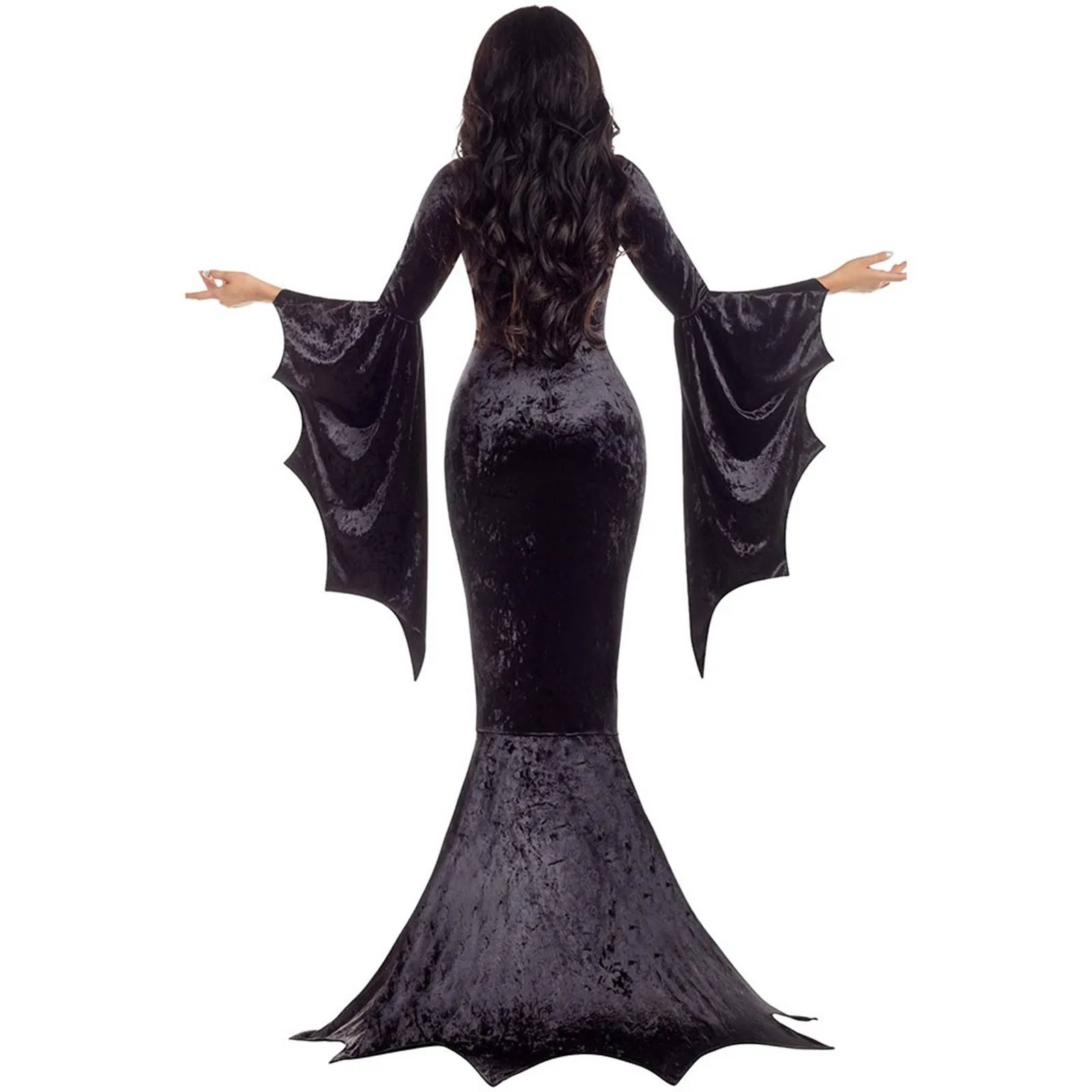 Halloween Bat Witch Ghost Bride Costume Gothic Witch Vampire Masquerade Long Dress Performance Costume Carnival Party Dress