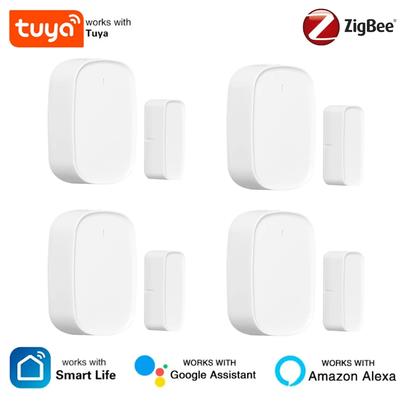 

Умный датчик окна и двери Tuya ZigBee, детектор домашней безопасности, сигнализация, приложение Tuya, дистанционное управление для Alexa, Google Home