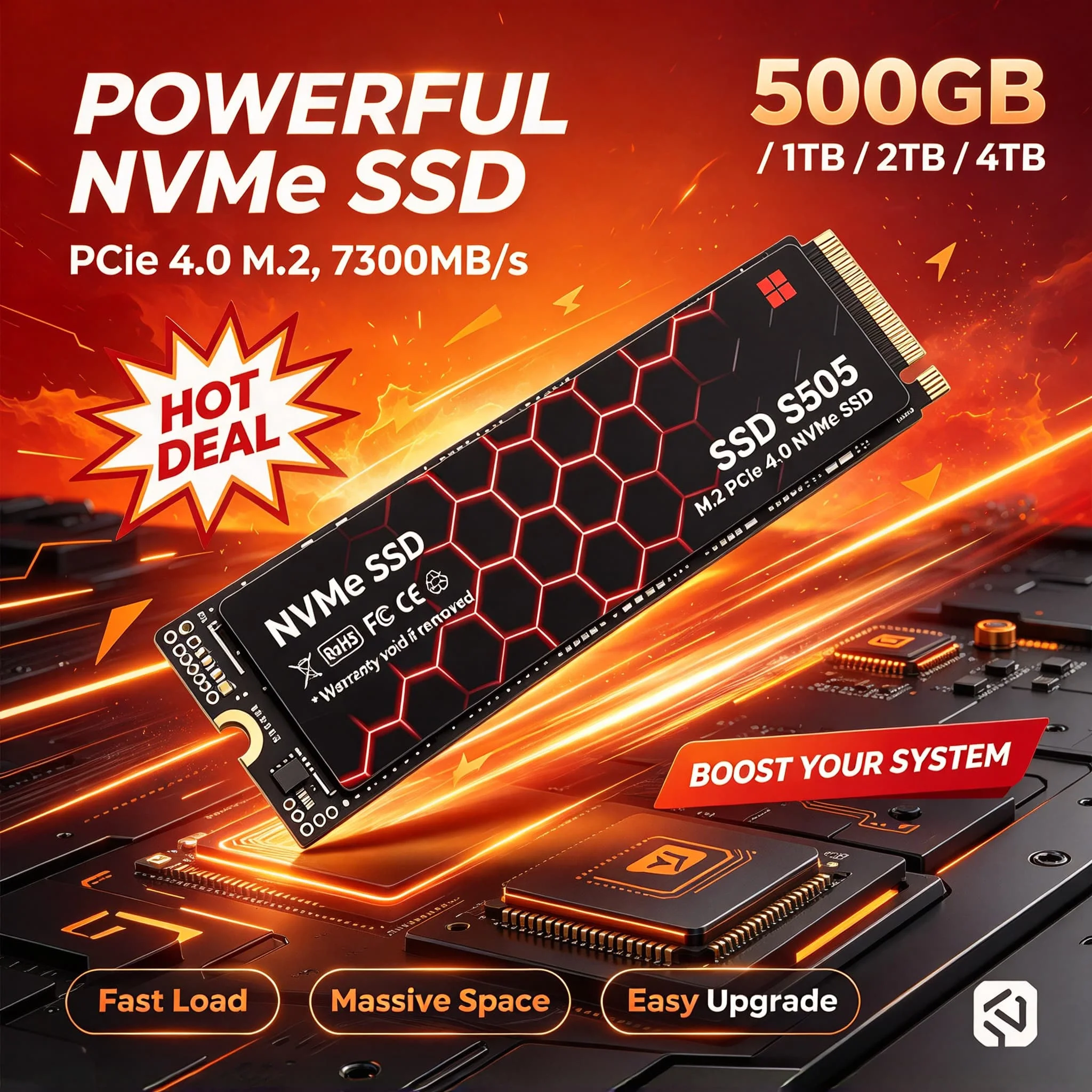 Laptop Desktop PC New S505 500GB 1TB 2TB 4TB M.2 NVMe PCIe 4.0 SSD Internal Solid State Disk Max Pro Ultra Daily Data Backup