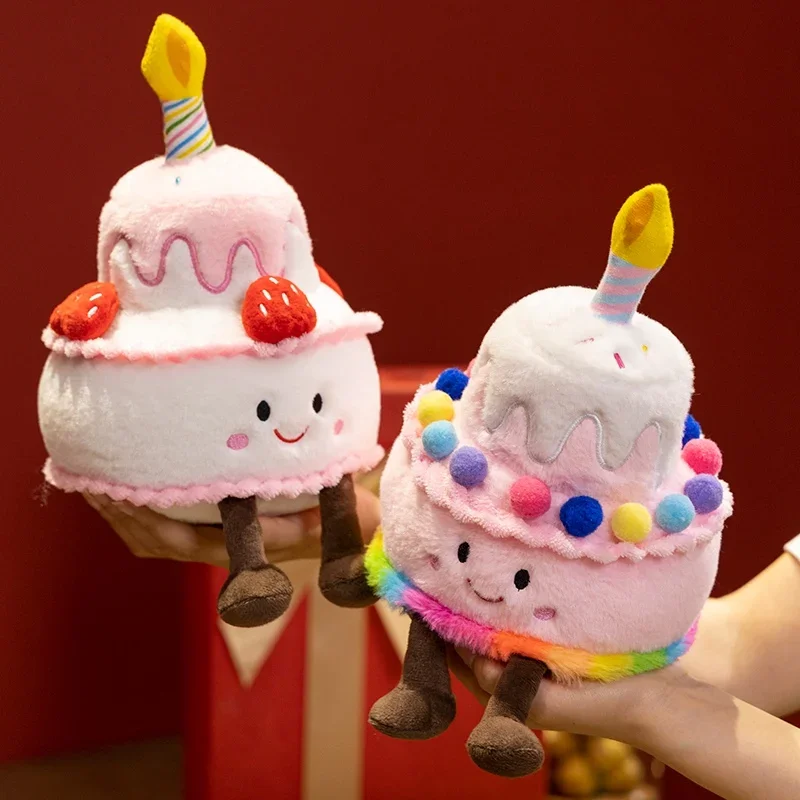 Jouet drôle de gâteau en peluche AdTosHarvey, oreiller de dessert en peluche, gâteau d'anniversaire doux Kawaii, décor de fête de bougie, cadeau créatif