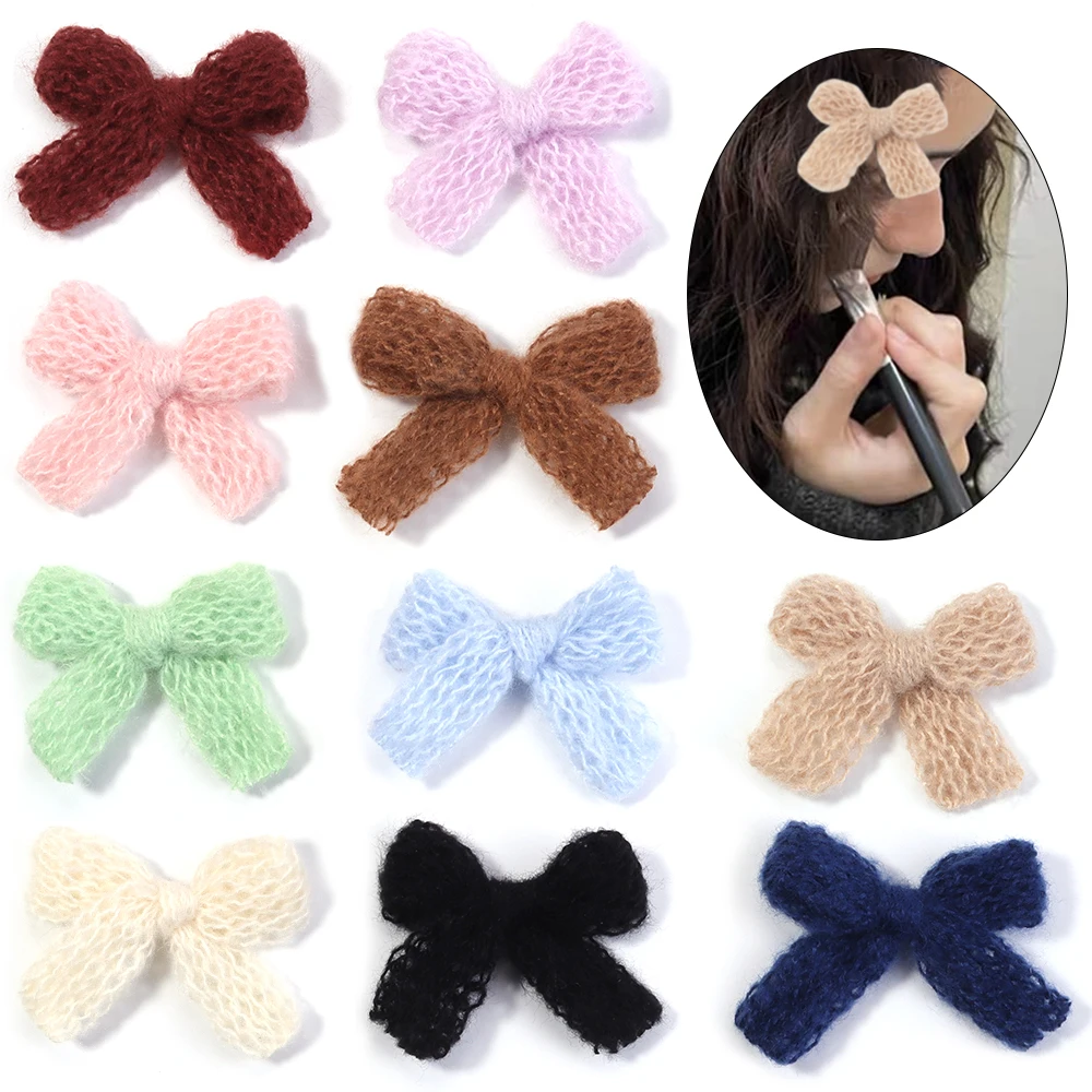 

10pcs/lot Knitted Bows 4X5cm Cute Plush Cotton Bowknot Colorful Handmade Wool Bow Tie For DIY Craft Gift Party Sewing Decoration