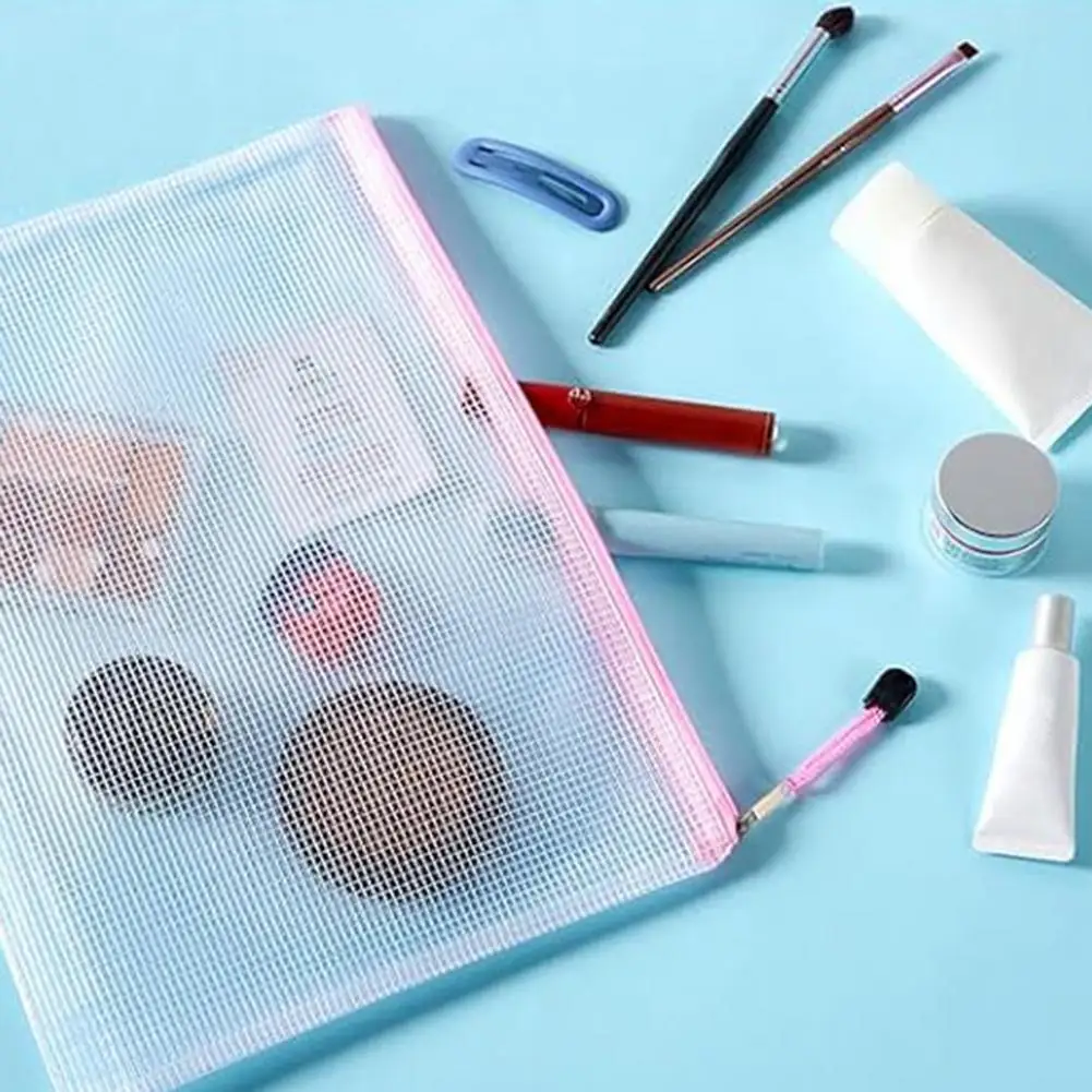Mesh Zipper Bag File Holder 10pcs Capacity Waterproof Mesh Zipper Pouches for Organizing Documents Files Transparent for Office