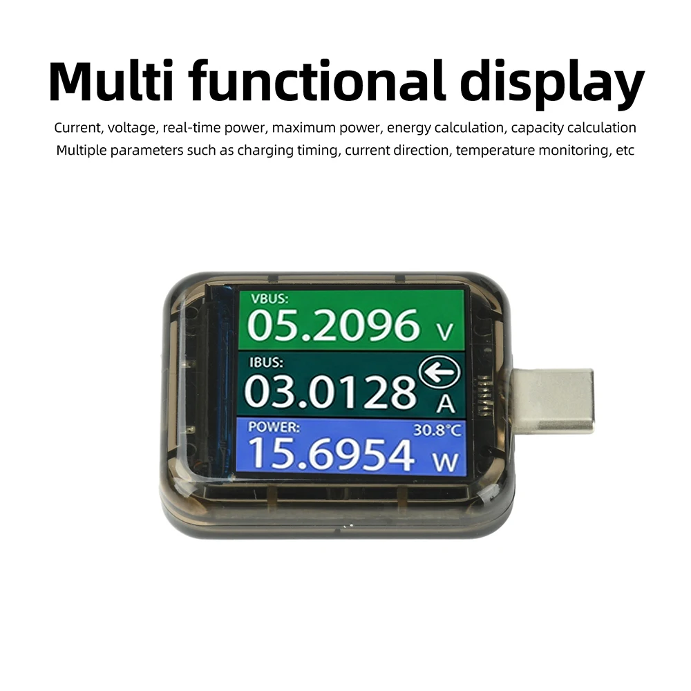 Type-C Fast Charging Tester, Digital DC Voltmeter, Ammeter and Power Meter, USB Bidirectional Charging Monitor DC 4.5-48V 0-6A