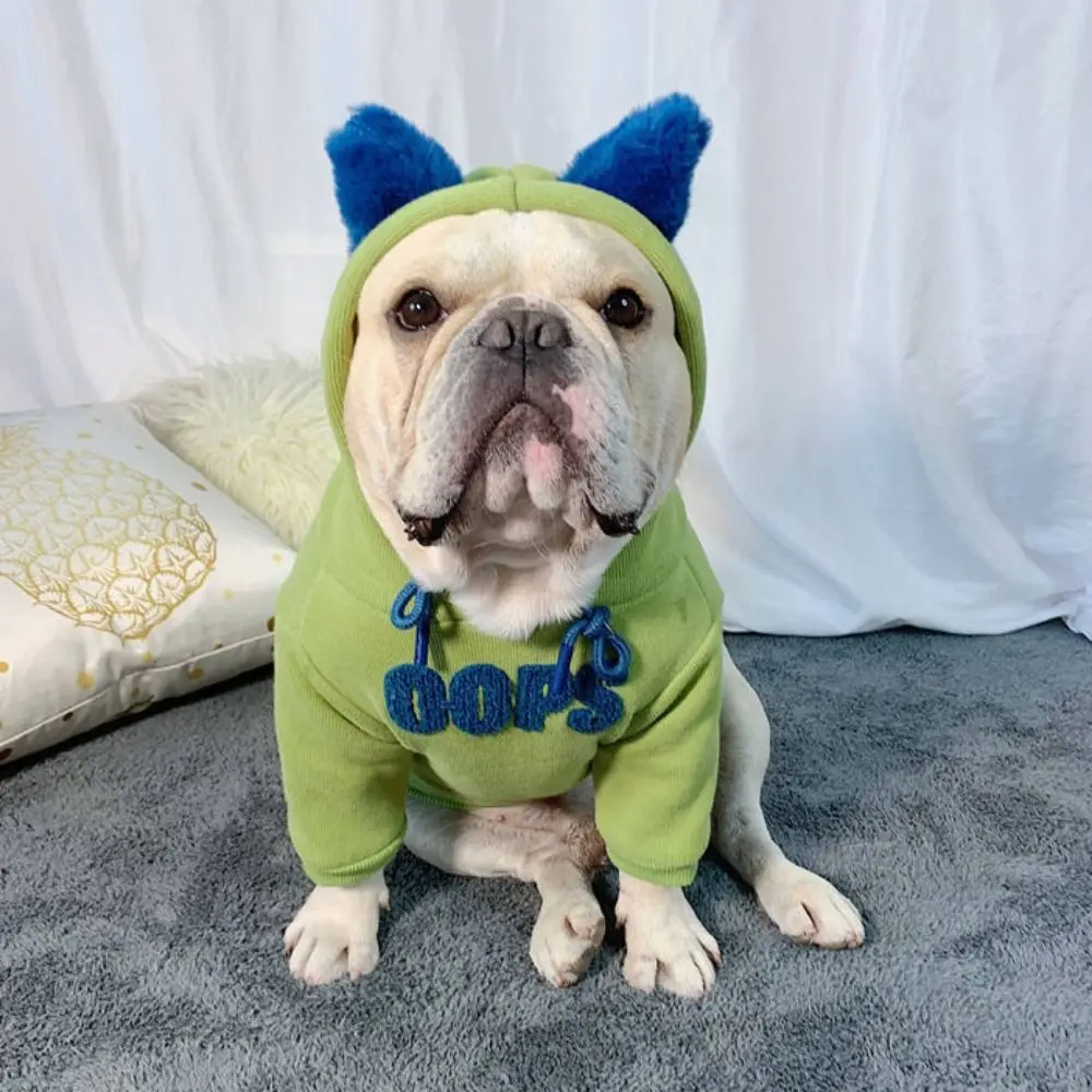 

Fashion Letter Print Dog Hooded Sweatshirt Soft Warm Pet Hoodie Adjustable Cotton/Polyester Puppy Jumpsuit Autumn