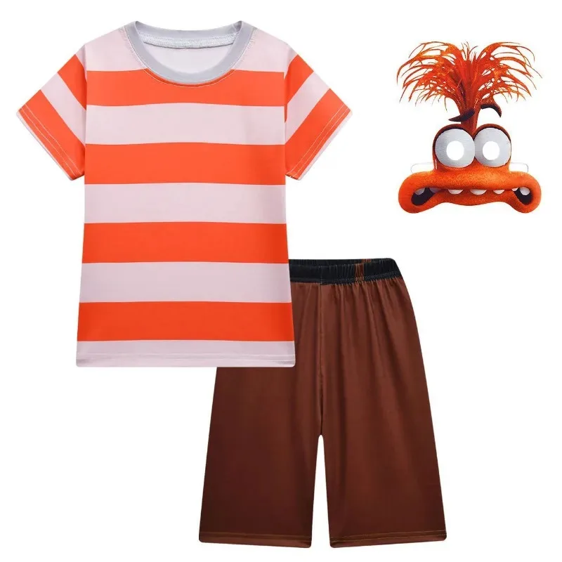 Conjuntos de sudadera con capucha de rol de películas para niños, Cosplay de dentro hacia fuera, ropa de ansiedad, sudadera informal, traje, sudaderas con capucha, pantalones, trajes con máscara