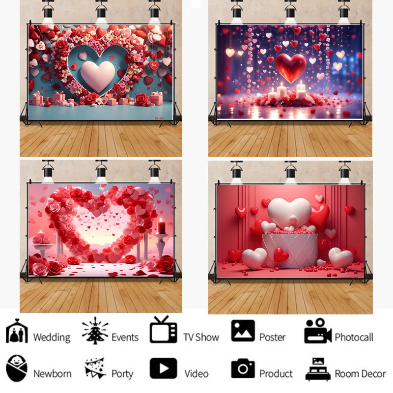 

SHUOZHIKE Red Heart-Shaped Creative Confession Scene Background Valentine's Day Love Photo Studio Photography Backdrops RQ-52