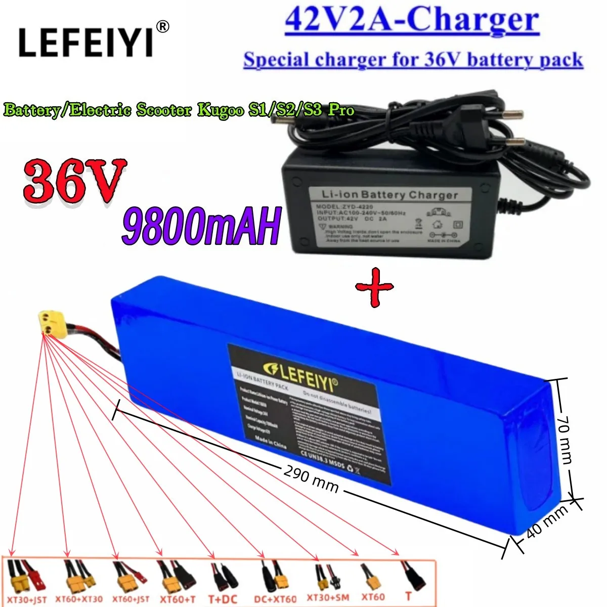 Electric Scooter Battery for Xiaomi, Digma, Kugoo, Explore (9.8Ah, 36V) Electric Scooter Spare Parts