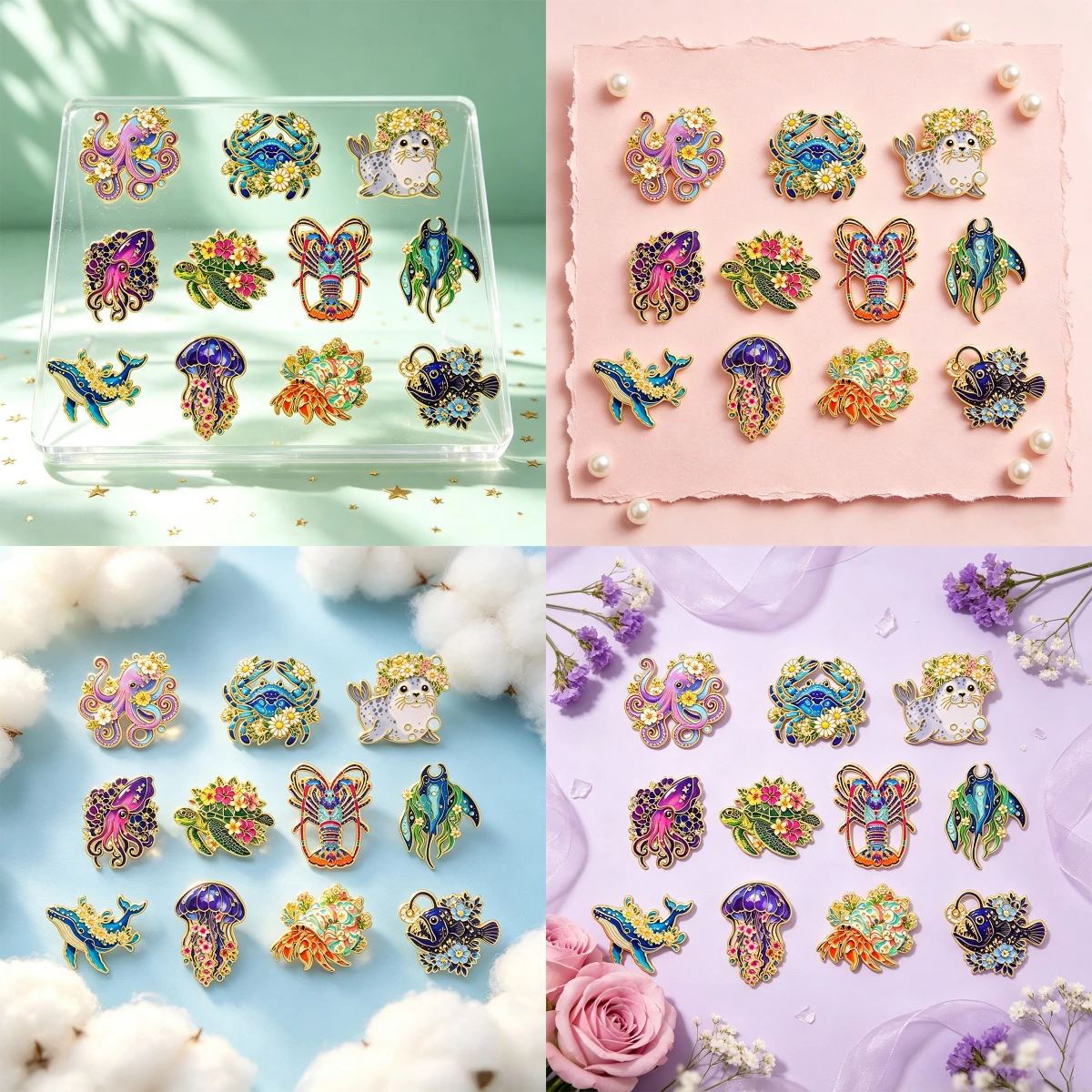 Marine animal brooch accessories, clothing backpack accessories brooch alloy badges, cross-border hot selling wholesale