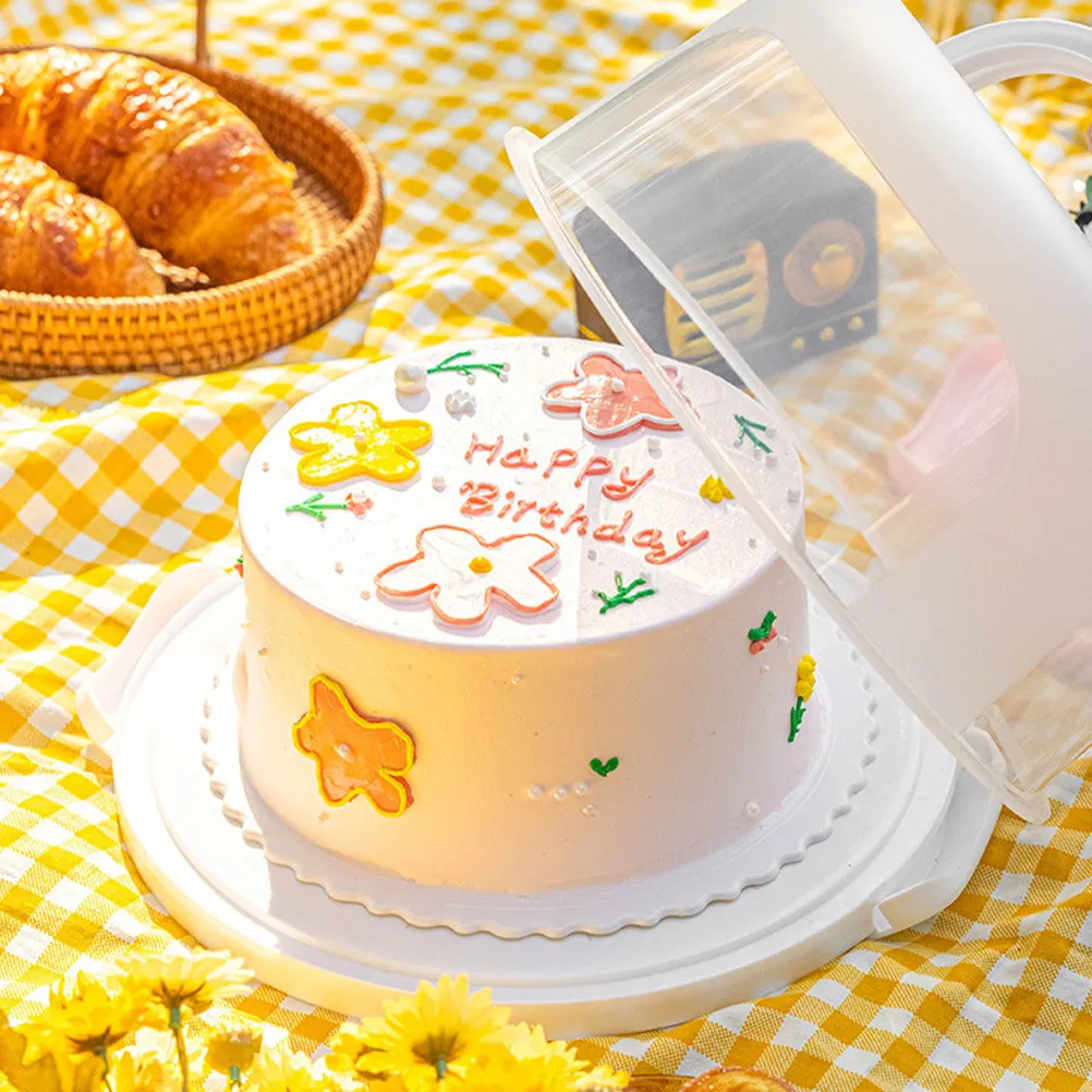 Boîte de transport ronde transparente pour gâteau, réutilisable, en PP, avec couvercle, pour le stockage, le transport et la présentation de gâteaux d'anniversaire et de desserts