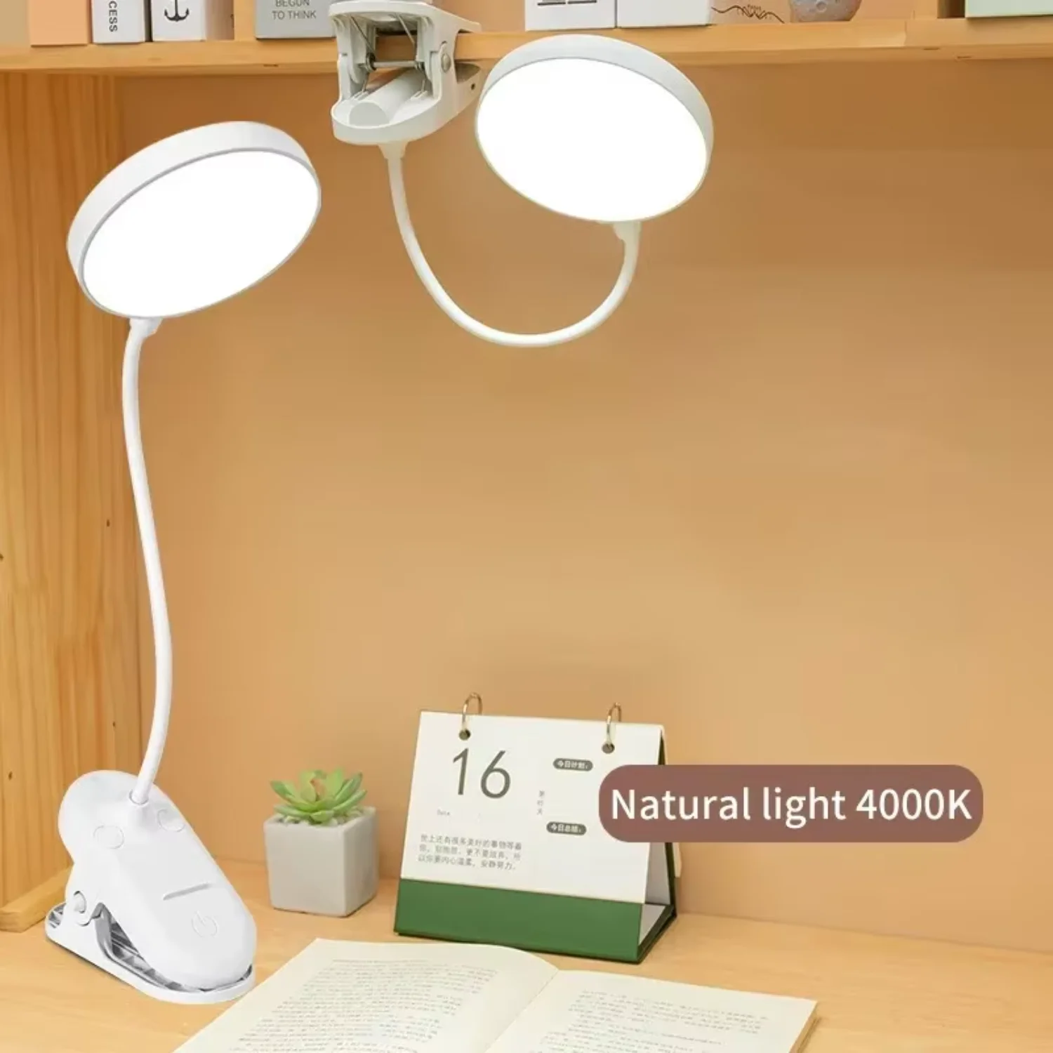 

Table Lamp USB Rechargeable Desk Lamp With Clip Light Bed Lamp Reading Night Light 3 Dimming Eye Protection Light