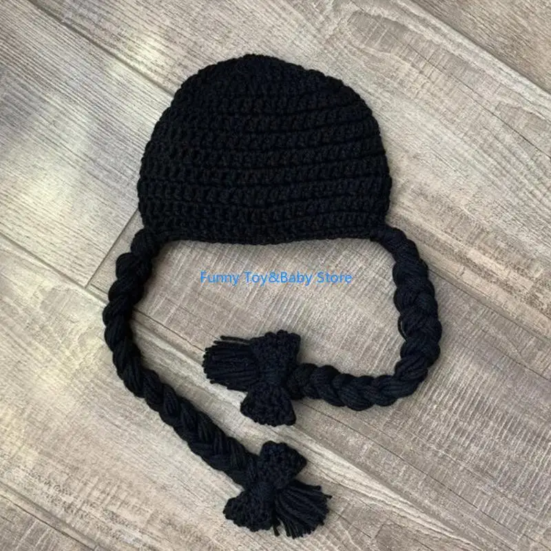 

C90B 0-6M Girls Hat Hat Dister Listed с двойными косичками детские осенние зимние парики шляпа шляпа шляпа капота шкафа фото