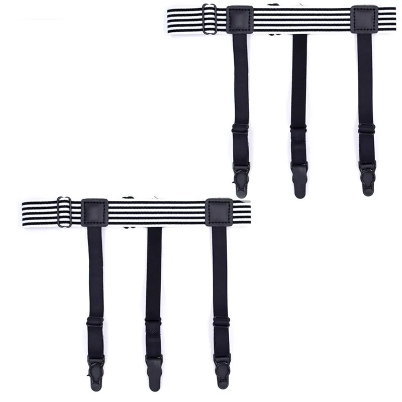 1 زوج الرجال قميص البقاء حزام مع عدم الانزلاق قفل كليب قابل للتعديل قفل Tirant القمصان تاكر الساق الفخذ الحمالة الأربطة حزام