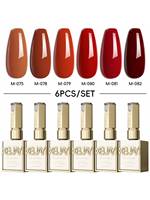 2025 New 6-Color Red Nail Gel Set - Brightening UV/LED Gel Polish Kit for Nail Salons