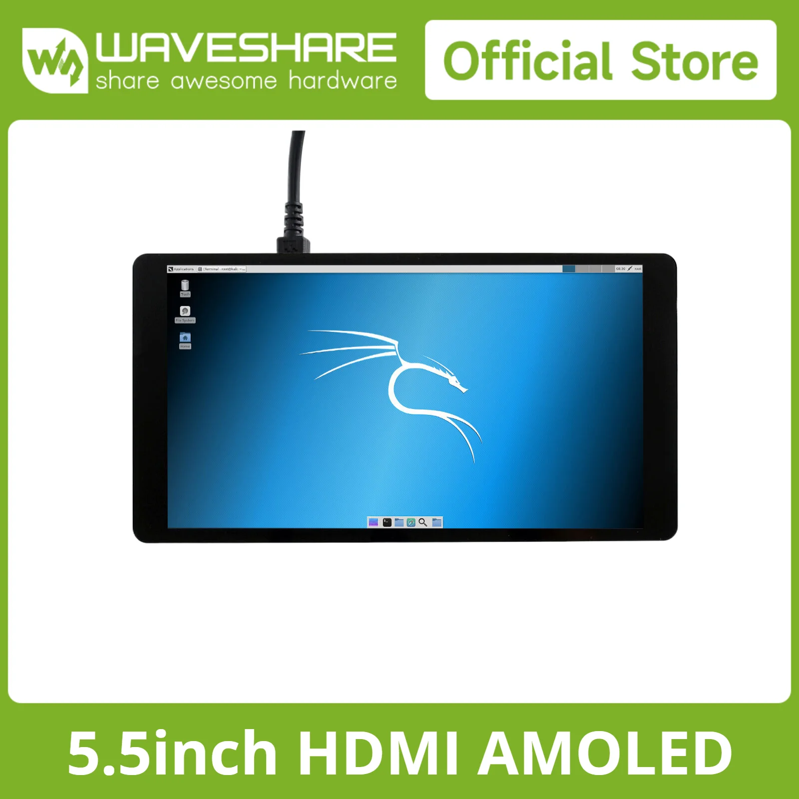 Waveshare 5.5inch AMOLED Display 1080*1920 Capacitive Touch Screen, WithToughened Glass Cover, for Raspberry Pi 5/4B/3B/Nano