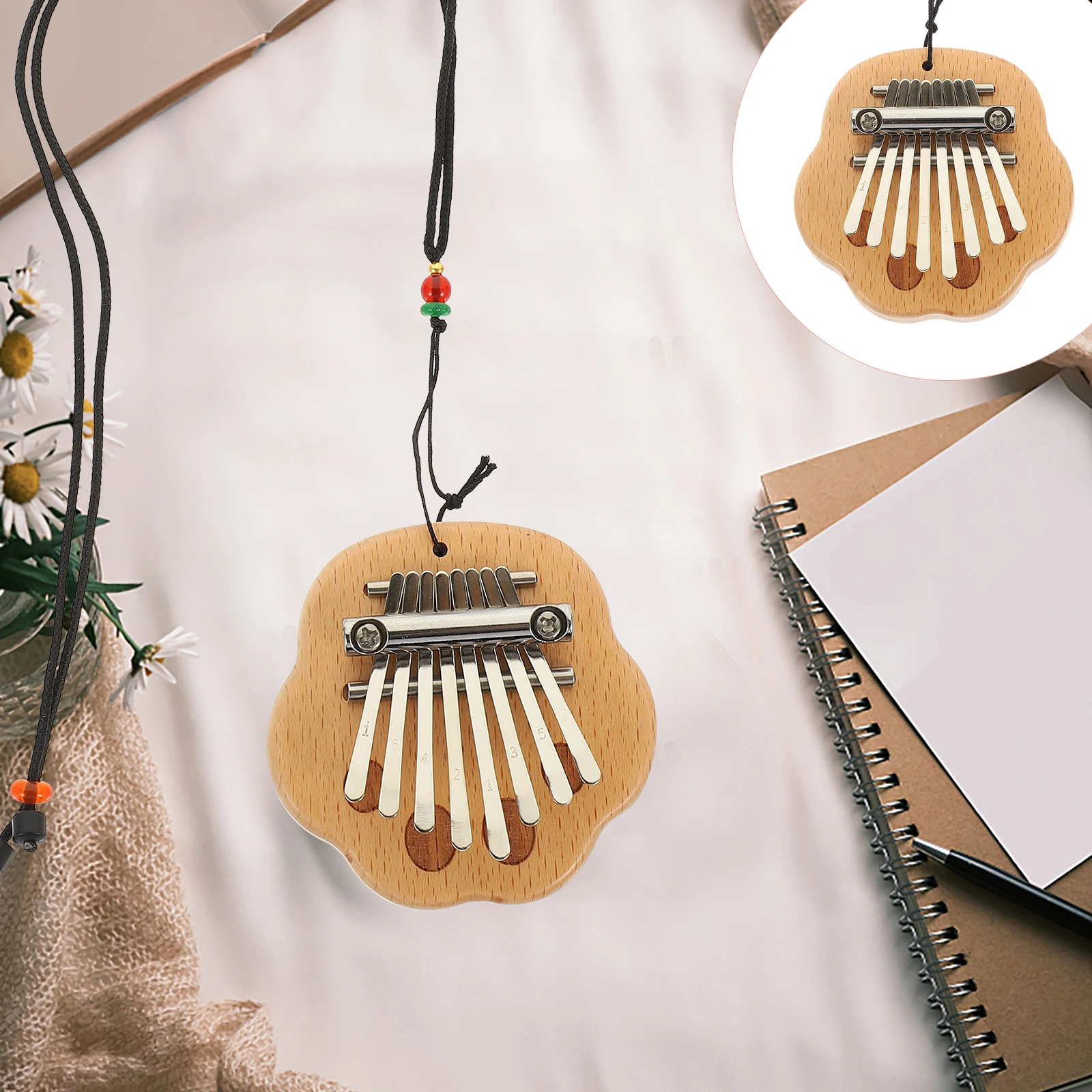 

Wooden Mini Kalimba 8-Note Thumb Piano Portable Finger Instrument for Beginners Music Performance Recording Relaxation
