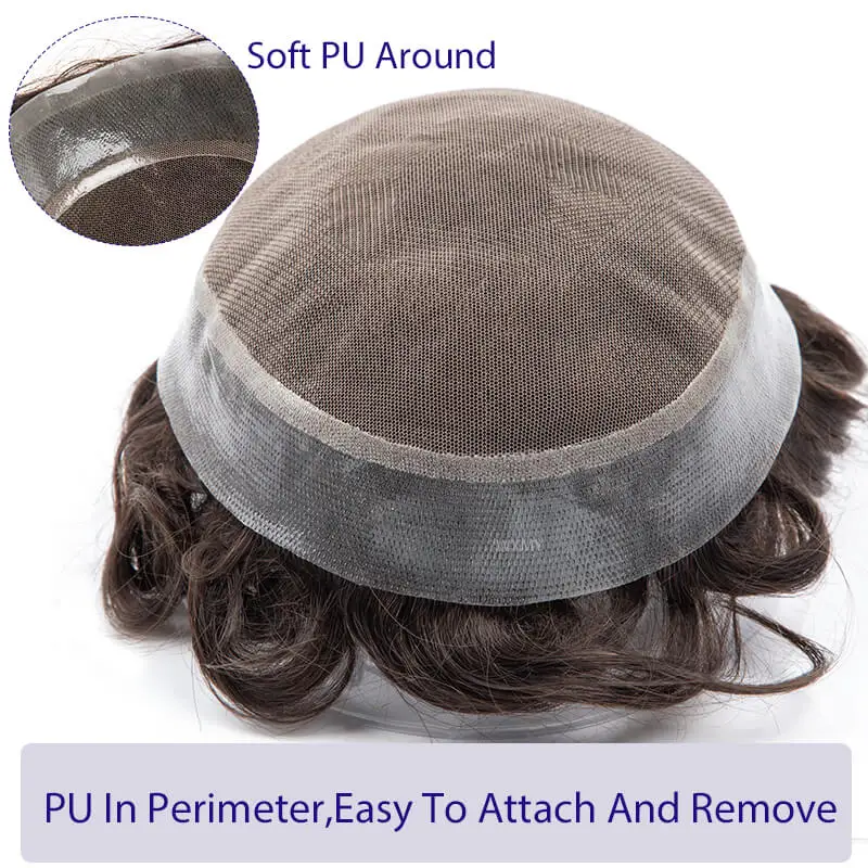 New Arrival Men's Wig Australia Lace & PU Base Male Hair Prosthesis Breathable Toupee For Men Natural Human Hair Exhuast Systems