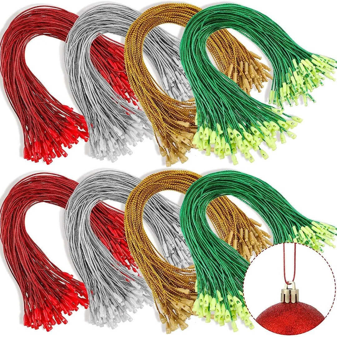 100PCS 20cm Bullet Head Gold Silver Thread Tag Rope Christmas Hanging Ornament String for DIY Crafts Set
