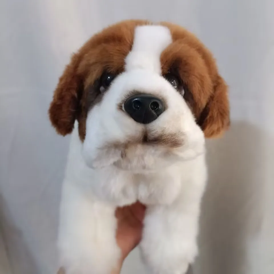 リアルな子犬セントバーナード犬エミュレーションかわいい動物ソフトぬいぐるみぬいぐるみ女の子男の子誕生日クリスマスギフト-1-個