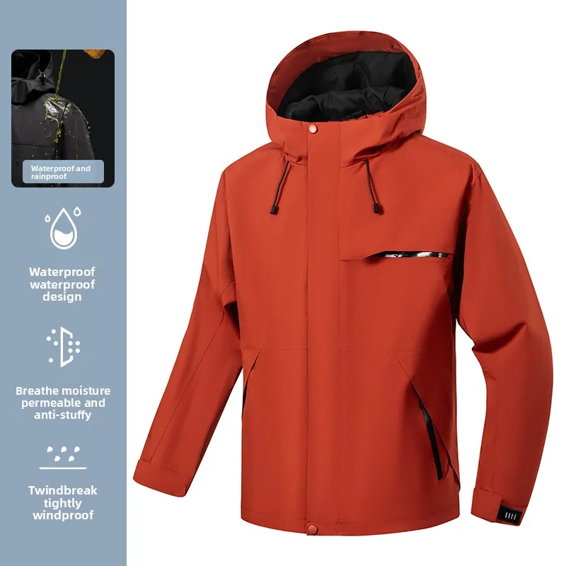 

Maxbarley Unisex Outdoor Waterproof Hiking Jacket Detachable Hood Casual Windbreaker Raincoat Mountaineering Coat