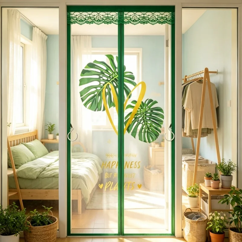 Magnetic Mosquito Screen Door with Self-Sealing Pet-Friendly Anti-Scratch Feature - Punch-Free Hook & Loop Installation