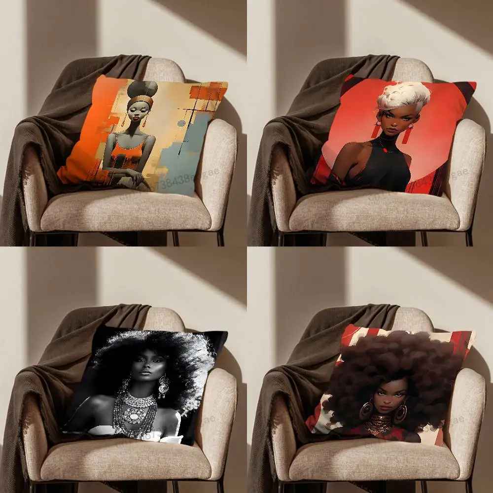 

Afro Art Girls Throw Pillow Case Living Room Sofa Cushion Cover For Home Bedroom Decoration And Protector