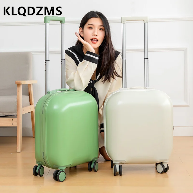 KLQDZMS Kleiner 18-Zoll-Roll-tragbarer Passwort-Koffer, tragbarer Boarding-Studenten-Trolley, Unisex, rundes Gepäck