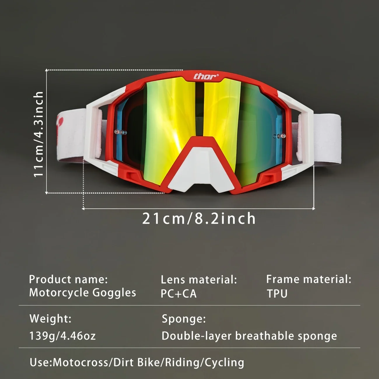 Off-Road Motorcycle Windproof Dust-Proof Goggles, UV Anti-Shock Protective Eyewear for Cycling & All Outdoor Sports