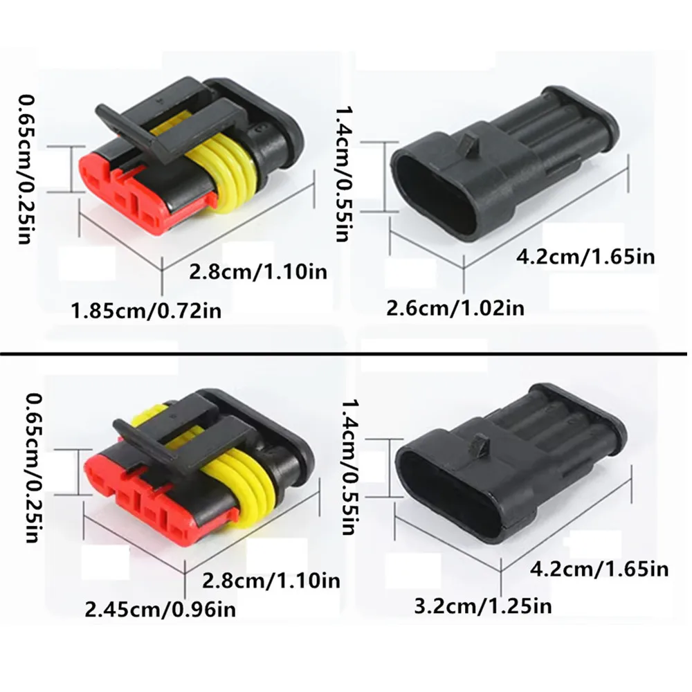 1/2/3/4 Pin Waterproof Connector, Electrical Terminal Quick Connector, 10Pcs/ 5Sets, With Wire, Suitable For Cars, Ships, Etc.