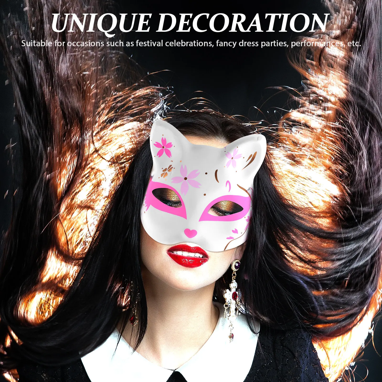 1Pcs Half Face Cat Mask Pink Comfortable Party Decorative Mask Animal Funny Cosplay Party Supply Performance Prop