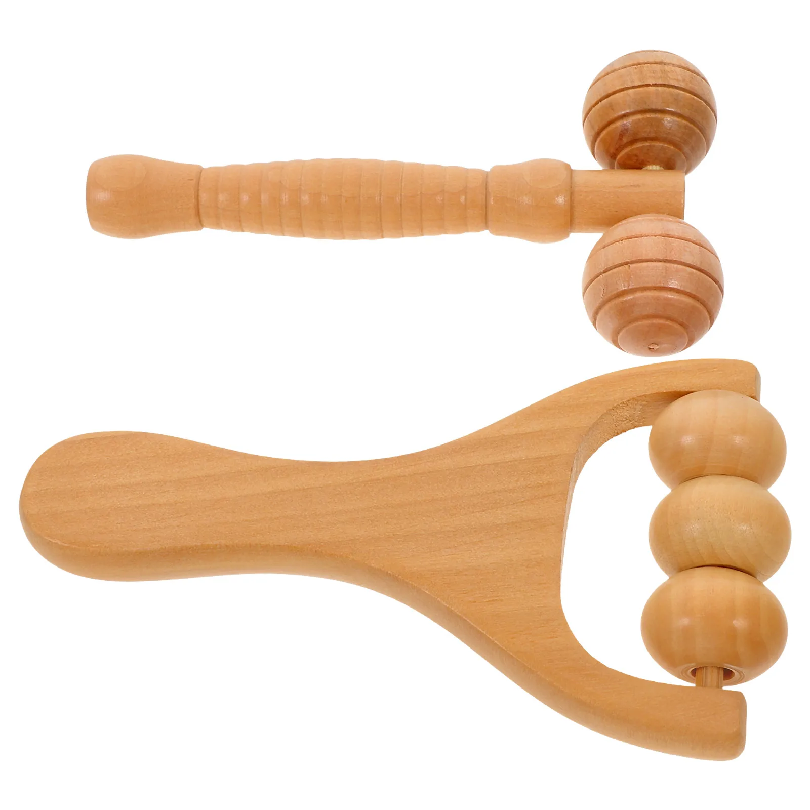 

2pcs Wooden Roller Massager Handheld Massage Tool For Back Foot Leg Face Acupoint Relief Portable Wood Massage Roller Daily Use