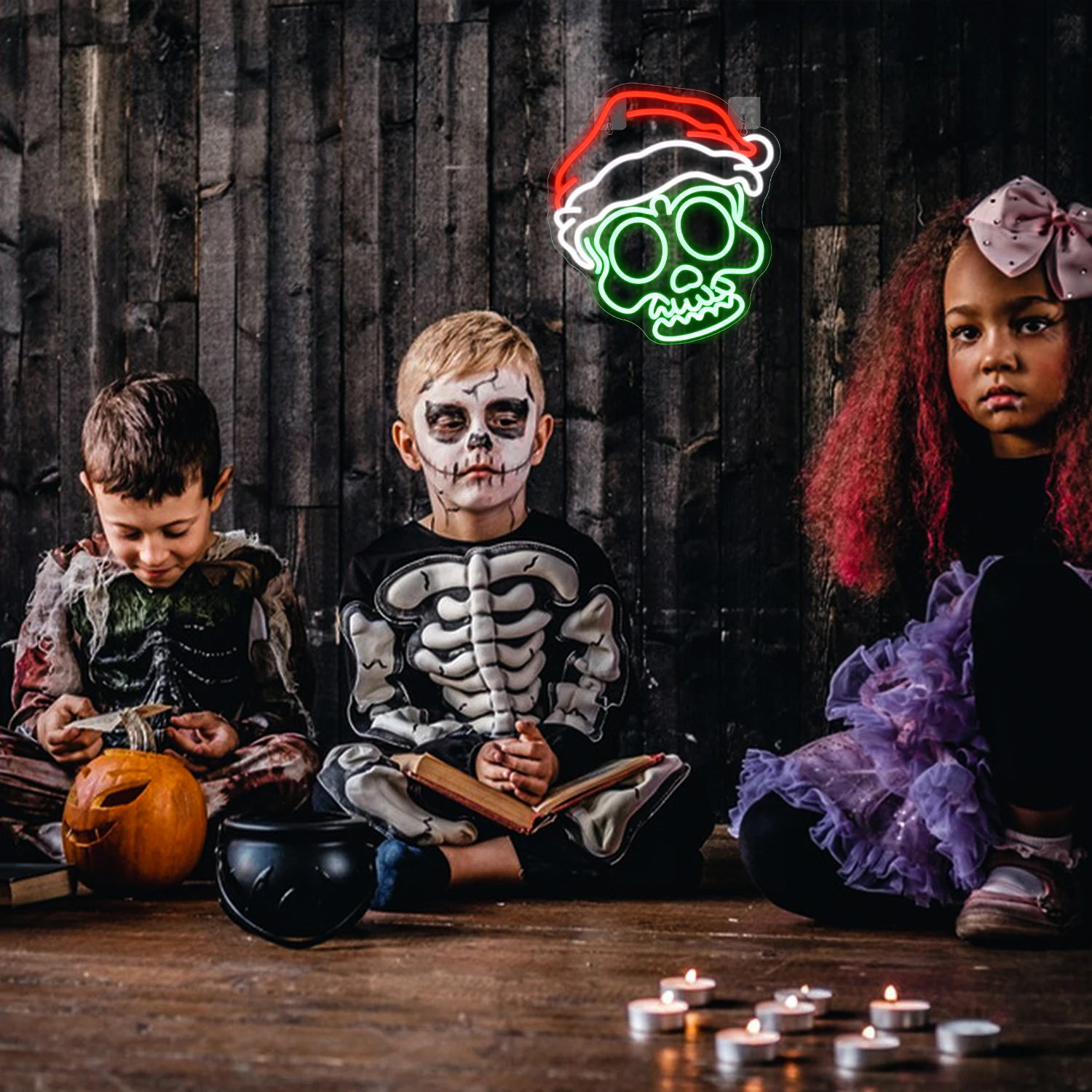 Human Skeleton Neon Led Sign Green Spooky Lights Celebrating Halloween Decor Room Decoraiton For Home Bars Party Sign Dimmalbe