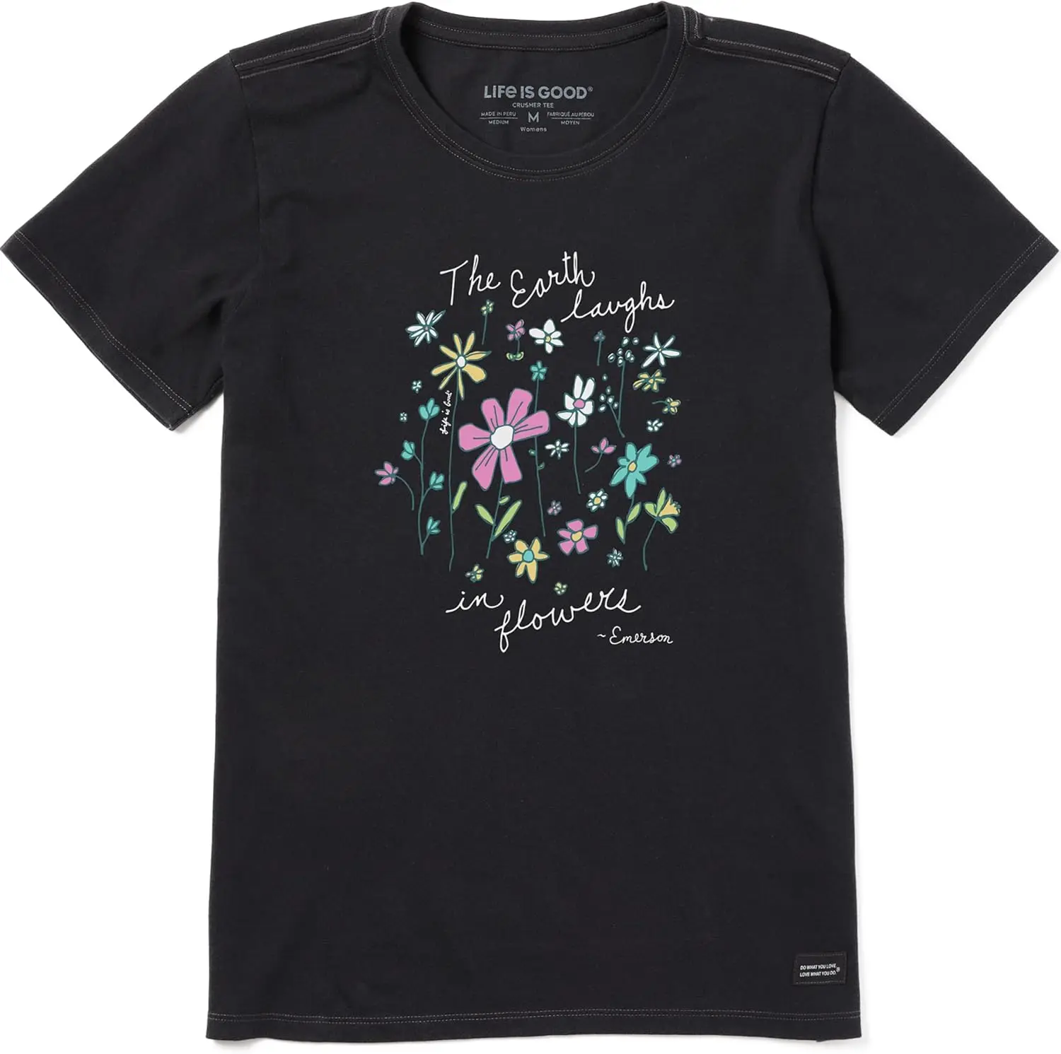 Women's Crusher T, Short Sleeve Cotton Graphic Tee Shirt, Earth Laughs in Wildflowers