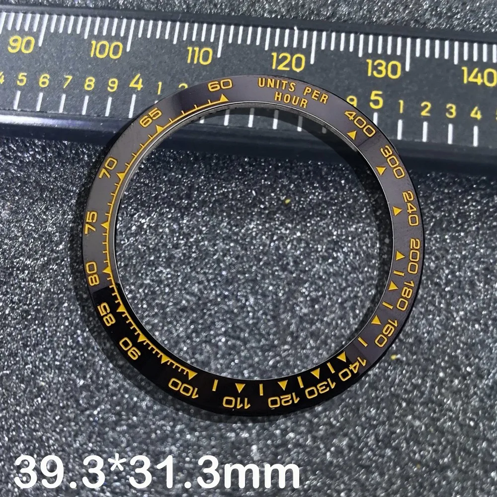 38.5*30.5mm 39.3*31.45mm Polychrome Sloped Ceramic bezel insert  Fit For VK63 Case Watch Parts