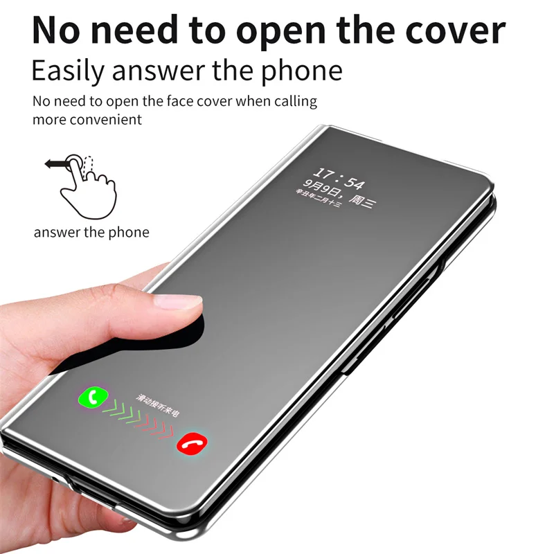 Mirror Leather Case Ultra thin Full Package Phone Case For Samsung Galaxy Z Fold 6 5 4 Metal Lens Stand Folding Protective Case