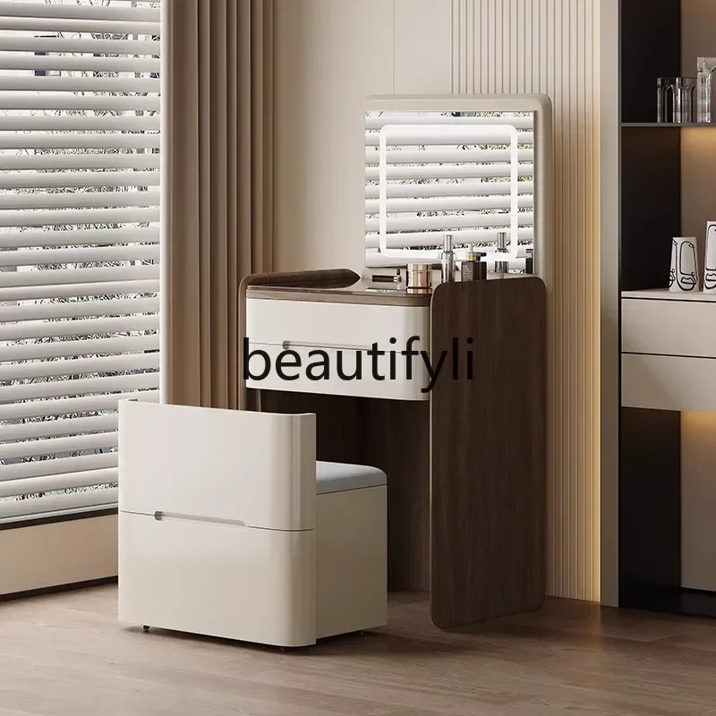35Mini flip-top integrated dresser bedside table light luxury bedroom 50cm solid wood makeup tableSSS