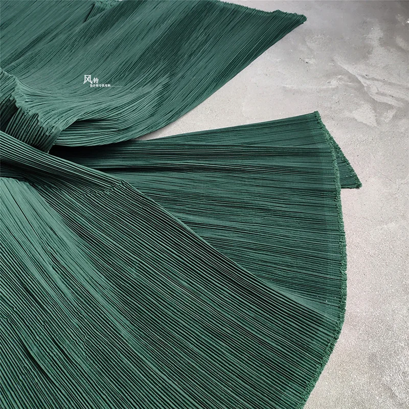 Pleated Fabric Blackish Green Clothing Creative Cloth Striped Pleats DIY Background Decor Skirt Dress Clothes Designer Fabric