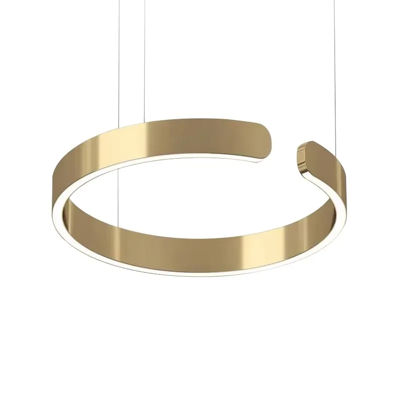 AiPaiTe Modern LED Circle Pendant Light White/Black/Gold Height Adjustable Stainless Steel Pendant Lights.