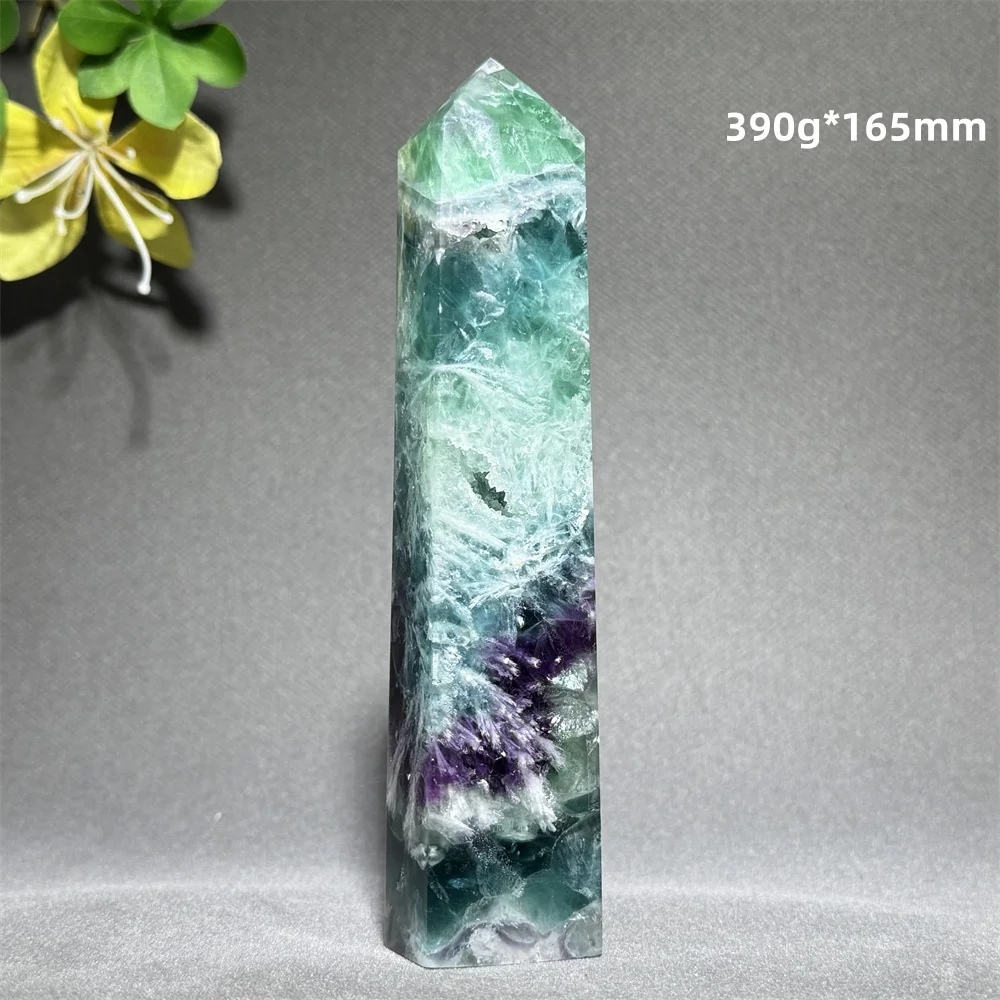 Natural Fluorite Feather Obelisk Reiki Mineral Quartz Tower Altar Energy Meditation Healing Wand Home Feng Shui Decoration