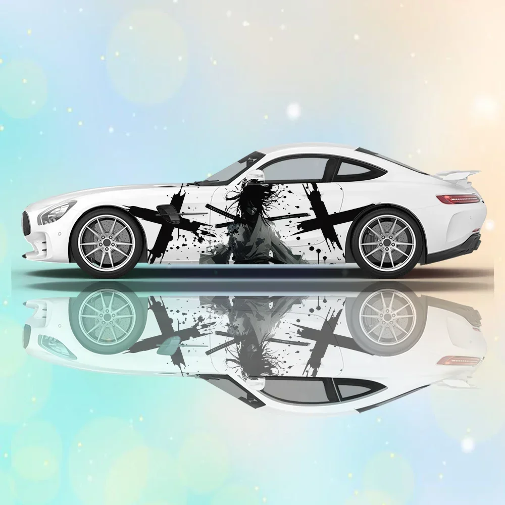 

Japanese Samurai Sword Cross Line Car Vinyl Wraps Decal PVC Anti Scratch Sticker Suitable for Trucks SUV Decor Auto Accessories