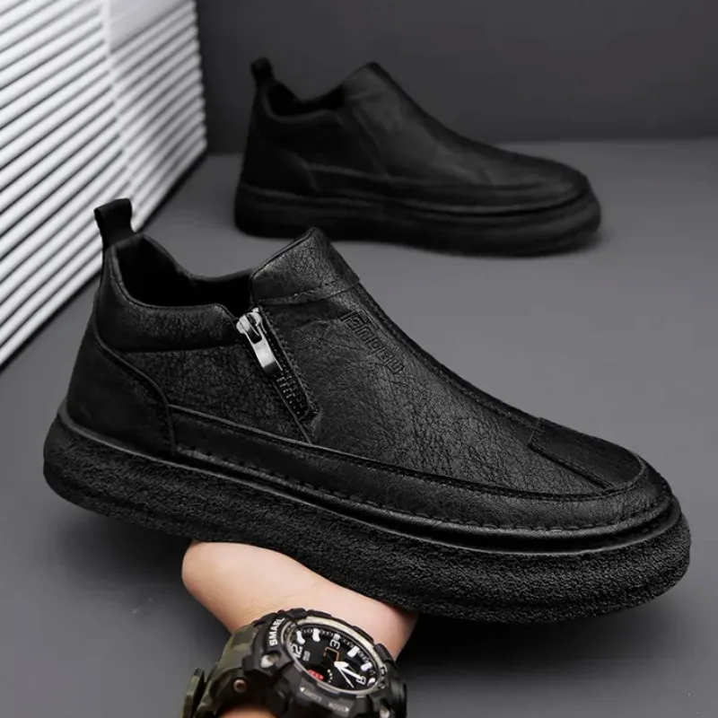 Brown Men\'s Leather Shoes Platform Male Casual Shoe Thick Sole Classic Original on Sale Free Delivery Shipping Fashion 2025 Pu