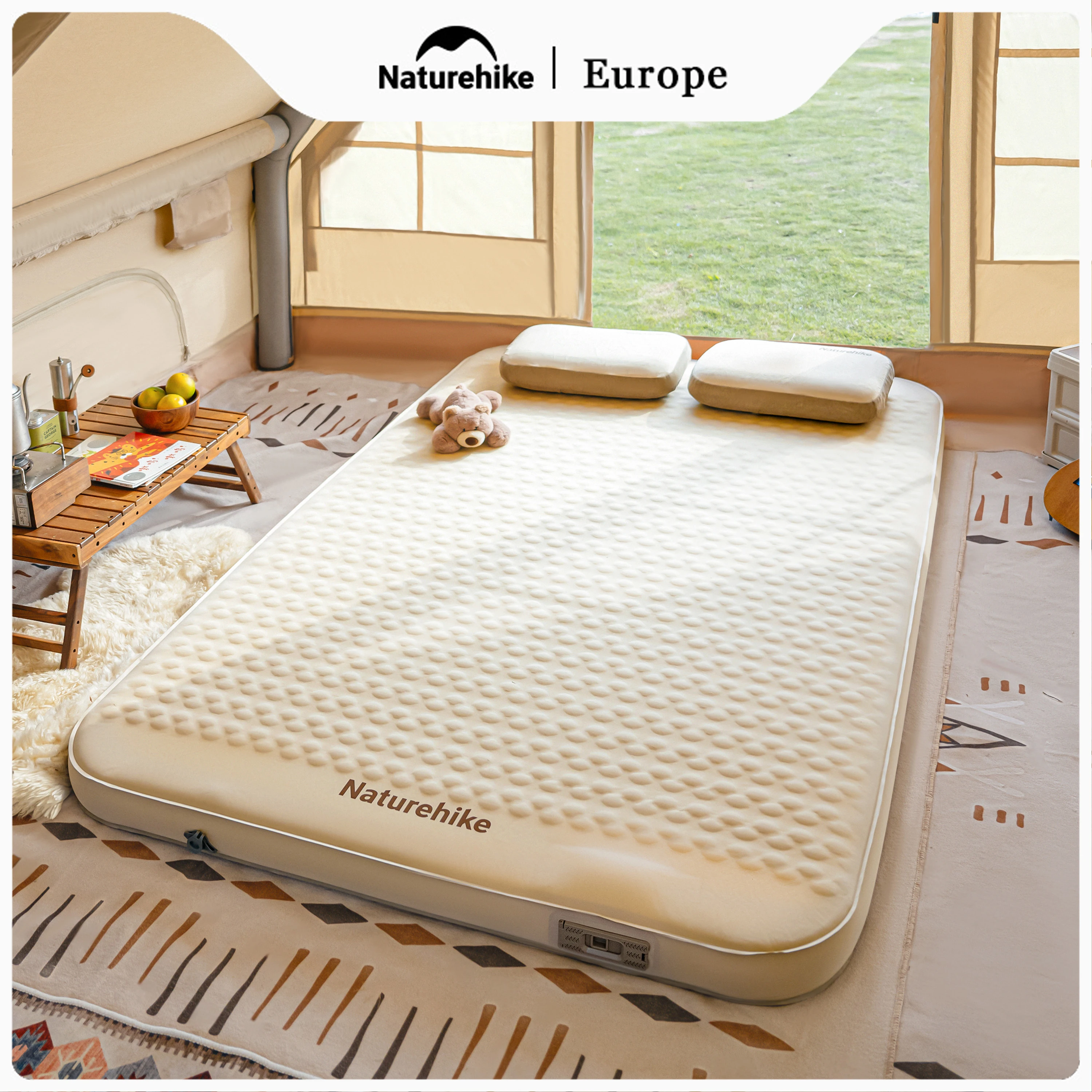 Naturehike selbstaufblasende Isomatte, 10 cm dick, TPU-Luftmatratze mit integrierter Pumpe, R-Value 4.5 für Camping