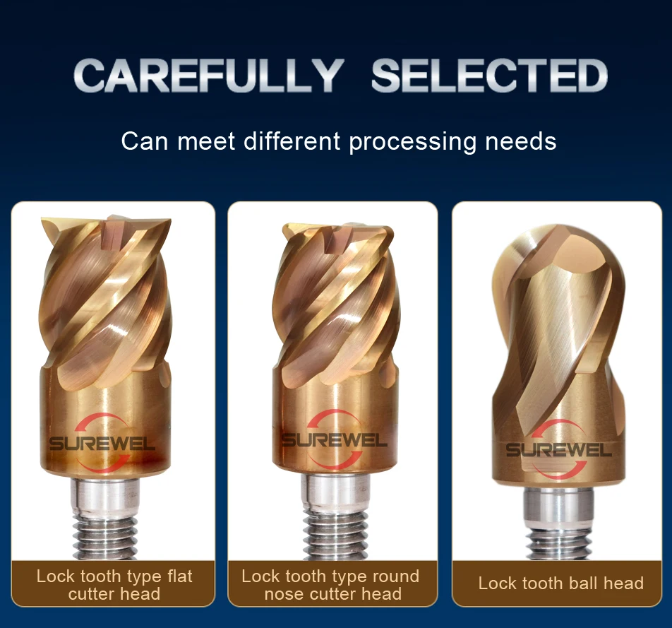 CNC Modulare Gewindete Fräsköpfe R1 R2 mit Rundem Fräsprofil, Antivibrations-Flachfräser mit Gewindeanschluss – Detail 5
