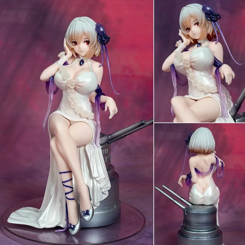 

20cm Azur Lane Sirius Figure Model, White Rose Sitting Dress Ornament, Beautiful Girl Figure Desktop Decoration Collectible Gift