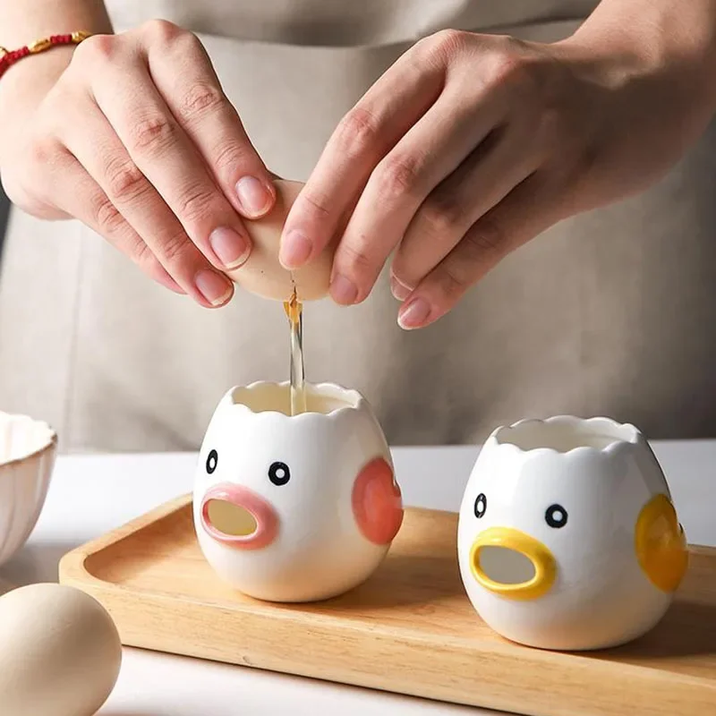 

Egges White Yolk Separator Tool Chicken Egg Yolk White Separator Ceramics Ceramic Cartoon Chick Egg Separator Kitchen Gadgets