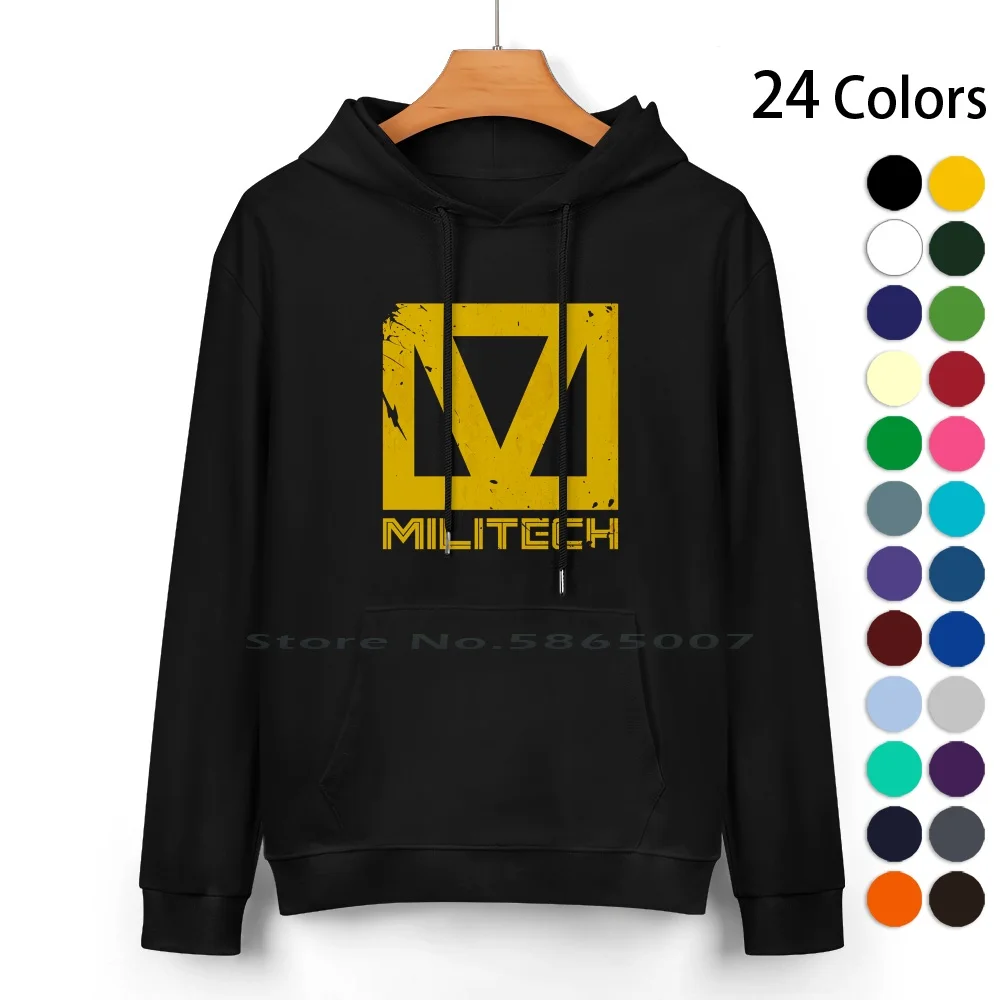 Militech Logo-Worn Pure Cotton Hoodie Sweater 24 Colors 2077 Edgerunners David Lucy Rebecca Kiwi Tabletop Arasaka Corpo 100%