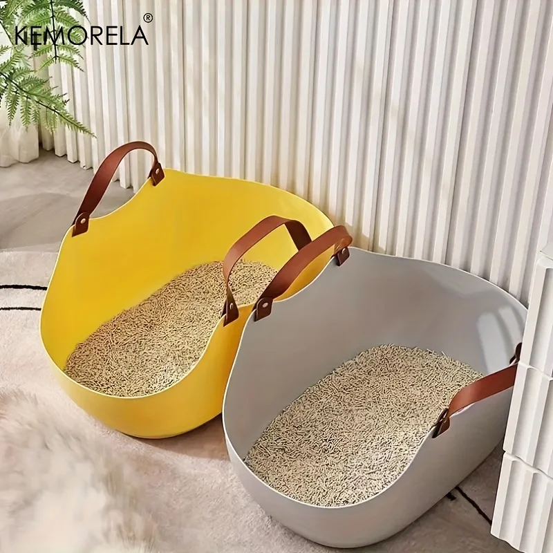 Portable Cat Litter Box with Cat Litter Scoop Soft and Wear-Resistant Semi-enclosed for Easy Cleaning & Outdoor Travel Home Use