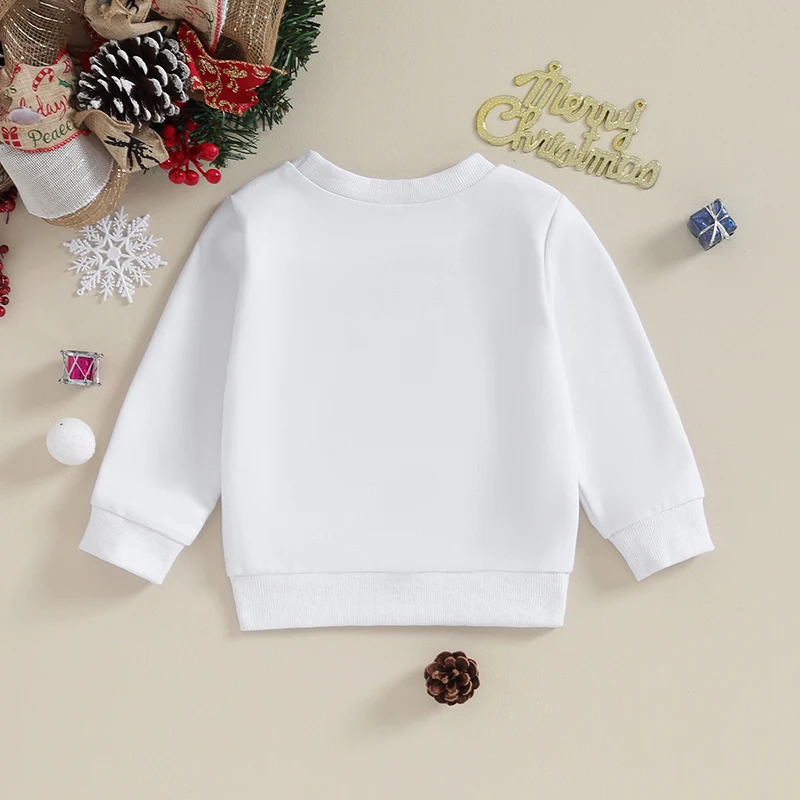 Kids Christmas Sweaters Children Retro Style Long Sleeve Alphabet Printed Round Neck Loose Fitting Jumpers for Cold Weather