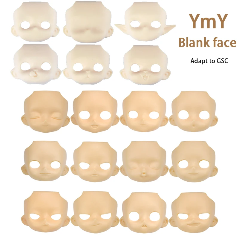 YMY-Remplacement du visage vierge GSC sans maquillage, visage ouvert, paupière, accessoires au beurre, jouet de bricolage pour tête GSC, 1/12 bjd, ob11