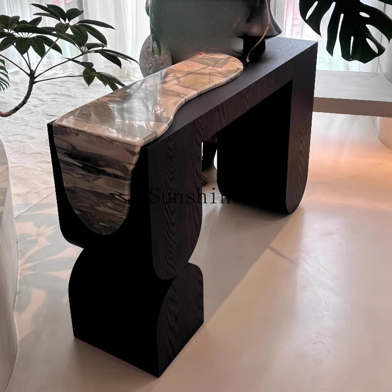 

Medieval style solid wood natural marble Xuan platform retro style home storage platform